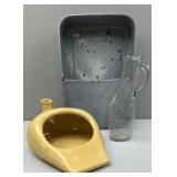 Gray Graniteware Bed Pan; Ceramic Bed Pan; Glass U