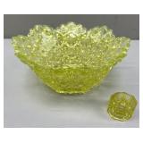 Yellow Vaseline Glass "Daisy and Button" Pattern