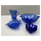Cobalt Shirley Temple Pitcher; Cobalt Angel Fish D