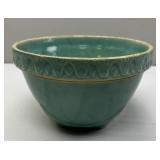 Yellow Ware Mixing Bowl With Teal-Green Glaze