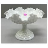 Fenton Hobnail Milk Glass Pedestal Compote