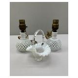 Fenton French Opalescent Hobnail Basket; Dresser L