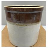 Antique Brown & Tan Stoneware Crock