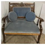 Upholstered Walnut Victorian Eastlake Settee