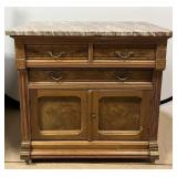 Antique Walnut Eastlake Washstand with Marble Top