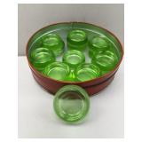 Hazel Atlas Green Uranium Glass Caster Cups #1