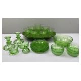 Green Depression Uranium Glass "Circle" Sherbets
