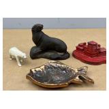 Cast Iron Arcade Seal Bank; Cast pieces