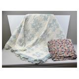Blue & White Quilt & Floral Tacked Quilt, #5