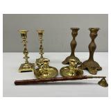 Brass Candlesticks & Snuffer; JB Cast Candlesticks