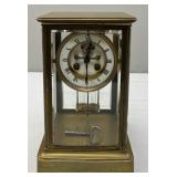 Brass & Glass "Crystal Regulator" Mantel Clock -