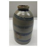 Stoneware Jar with Cobalt Stripes
