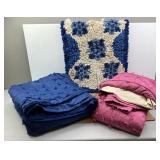 Navy Quilt; Pink Quilt; Blue & Ivory Throw Rug; #8