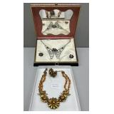 Miriam Haskell Necklace & Earrings; Rhinestone Nec