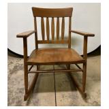 Walnut & Mixed Wood Banker-Style Rocking Chair