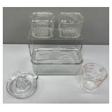 Refrigerator Dishes; Juicer; Pyrex Measuring Cup