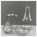 Clear "Fruit" Motif Jars & Dish