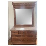 Antique Walnut Eastlake Dresser with Marble Top