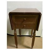 Walnut Two Drawer Drop Leaf Side Table