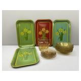 Amber Depression Glass Bowls, Pitcher, Plates; Ret