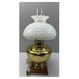 Brass Lamp With White Milk Glass Shade