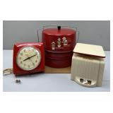 Red Accented Kitchen Wares-Carlton Cake Saver,Cloc
