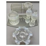 Fenton Opalescent Hobnail Dresser Pieces, Dish; Mi