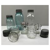 Blue & Clear Ball Jars; Kerr Jelly Jars; Zinc Lids