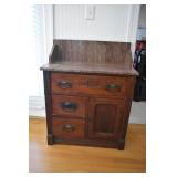 Victorian walnut washstand with marble top