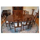 Virginia House Queen Anne mahogany table 6 chairs