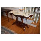 Victorian Lyre Harp Table with Marble top