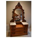 Antique dresser with mirror & marble top