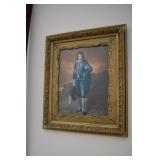 Blue boy print in wood frame 29"x25"