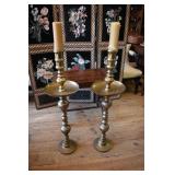 Pair large brass candle stands 37" tall