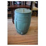 Antique wood barrell with metal tap 22" tall