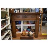 Antique wood fireplace surround/mantel with eagle