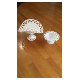 Milk glass napkin holder and dish