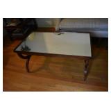 Harp coffee table with mirrored top