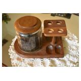 Pipe stand and tobacco canister