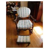 Vintage chair with matching stool