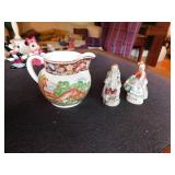 2 Made in Japan figurines and English creamer