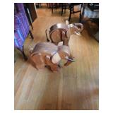 2 wooden elephants 22"x9"x16"