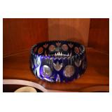 Cut crystal cobalt blue bowl.