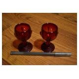 2 Small ruby red goblets