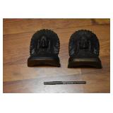 Cat iron indian head book ends