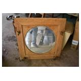 Antique wood mirror with coat hangers