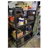 Plastic shelving unit with misc., supplies