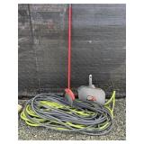 2 HOSES, BROOM AND DUSTPAN