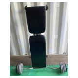 WEIGHT BENCH, BARBELL AND WEIGHTS
