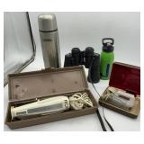 BINOCULARS, ELECTRIC KNIFE AND SHAVER